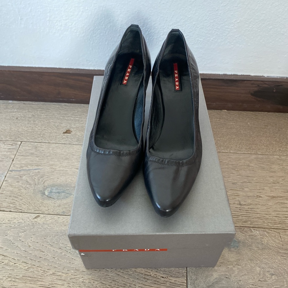 Prada Black Leather Heels